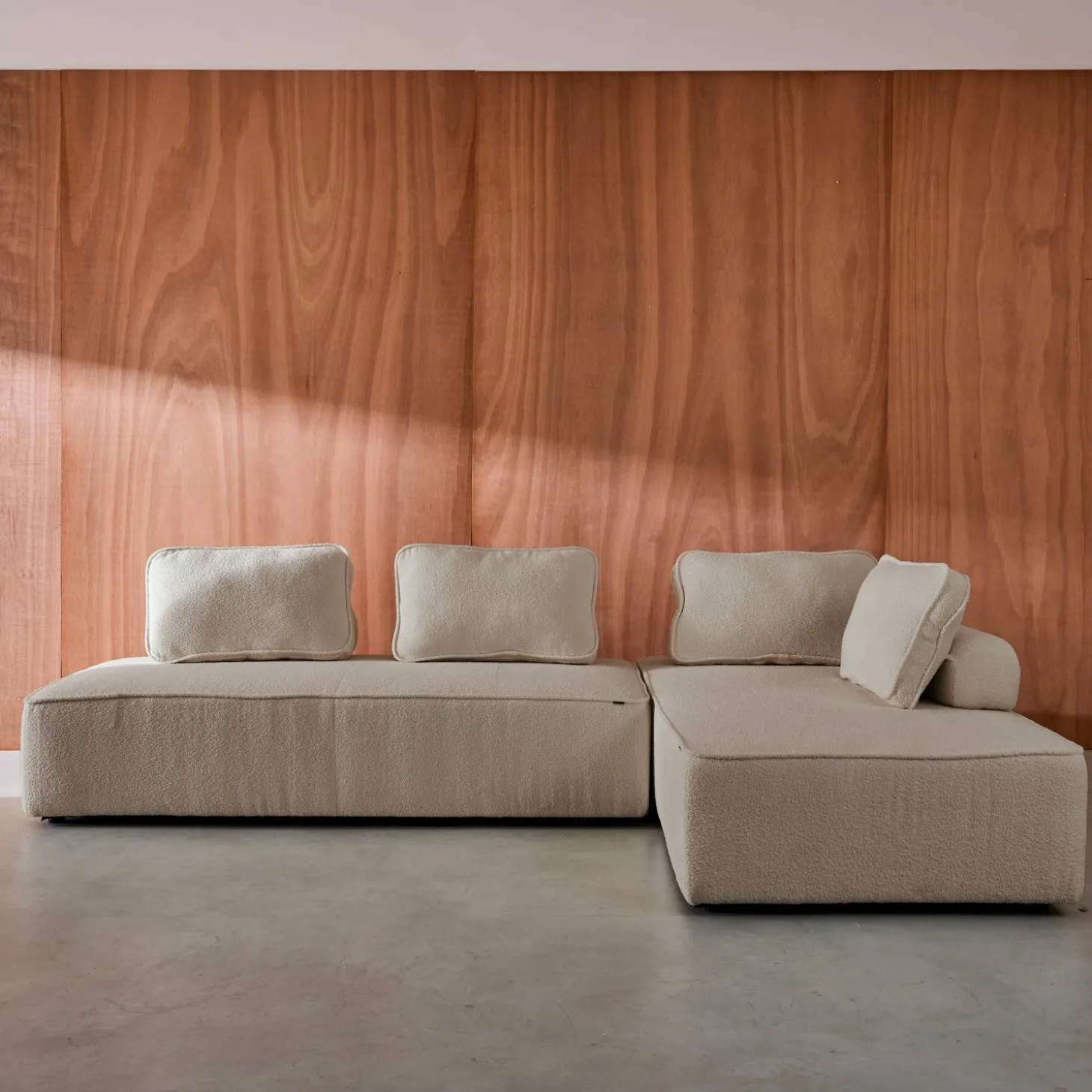 Set van 2 fauteuils met elk 2 zitplaatsen voor modulaire bank bouclé