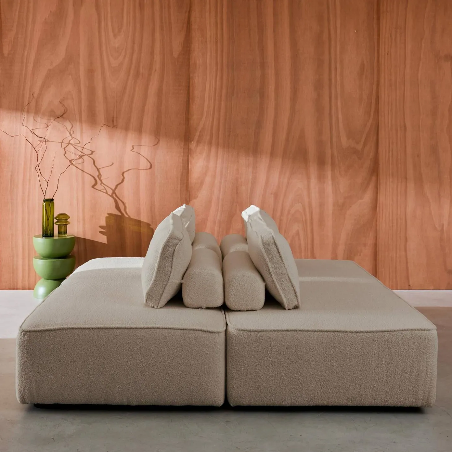 Set van 2 fauteuils met elk 2 zitplaatsen voor modulaire bank bouclé