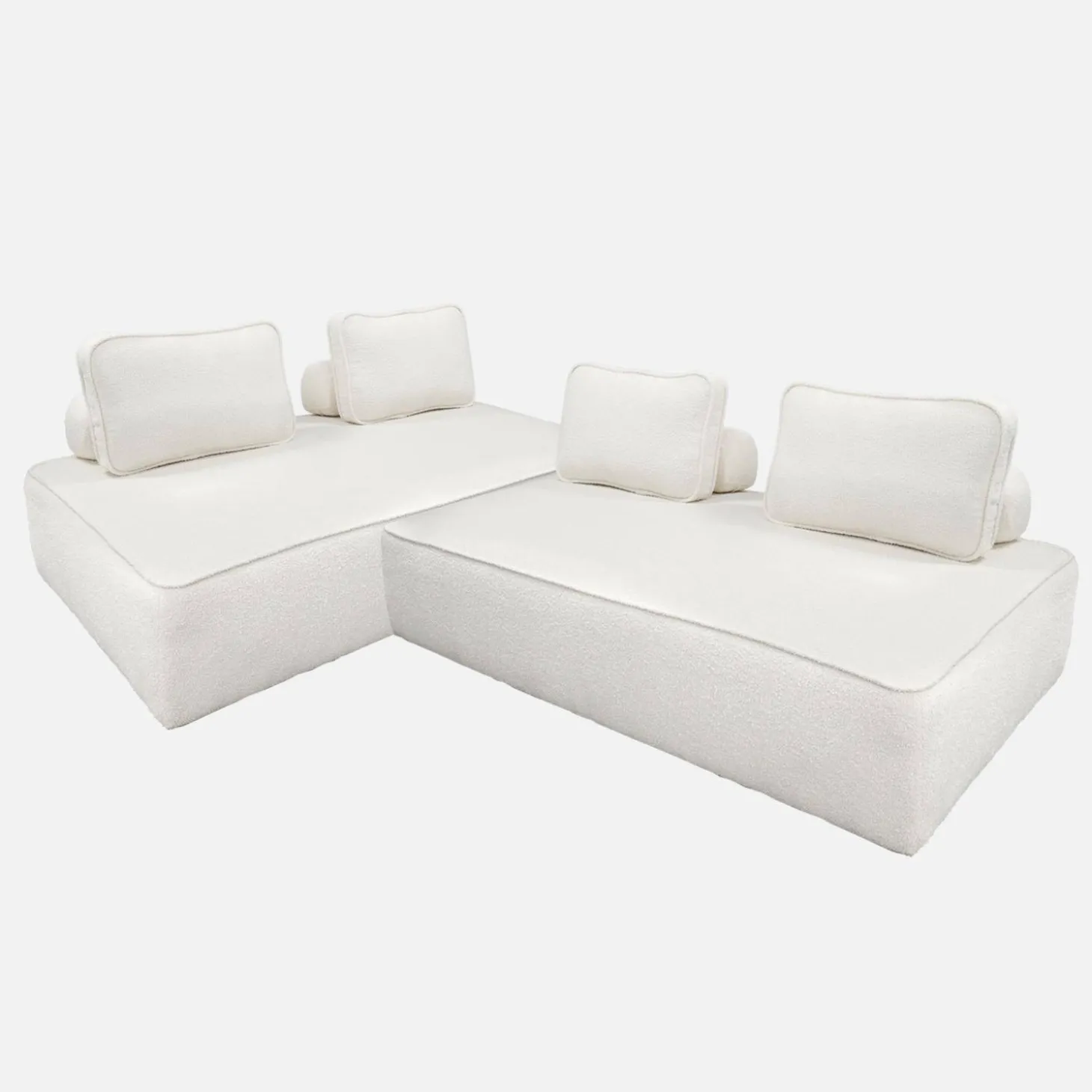 Set van 2 fauteuils met elk 2 zitplaatsen voor modulaire bank bouclé