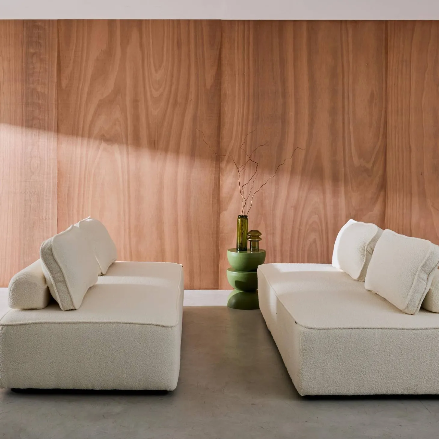 Set van 2 fauteuils met elk 2 zitplaatsen voor modulaire bank bouclé