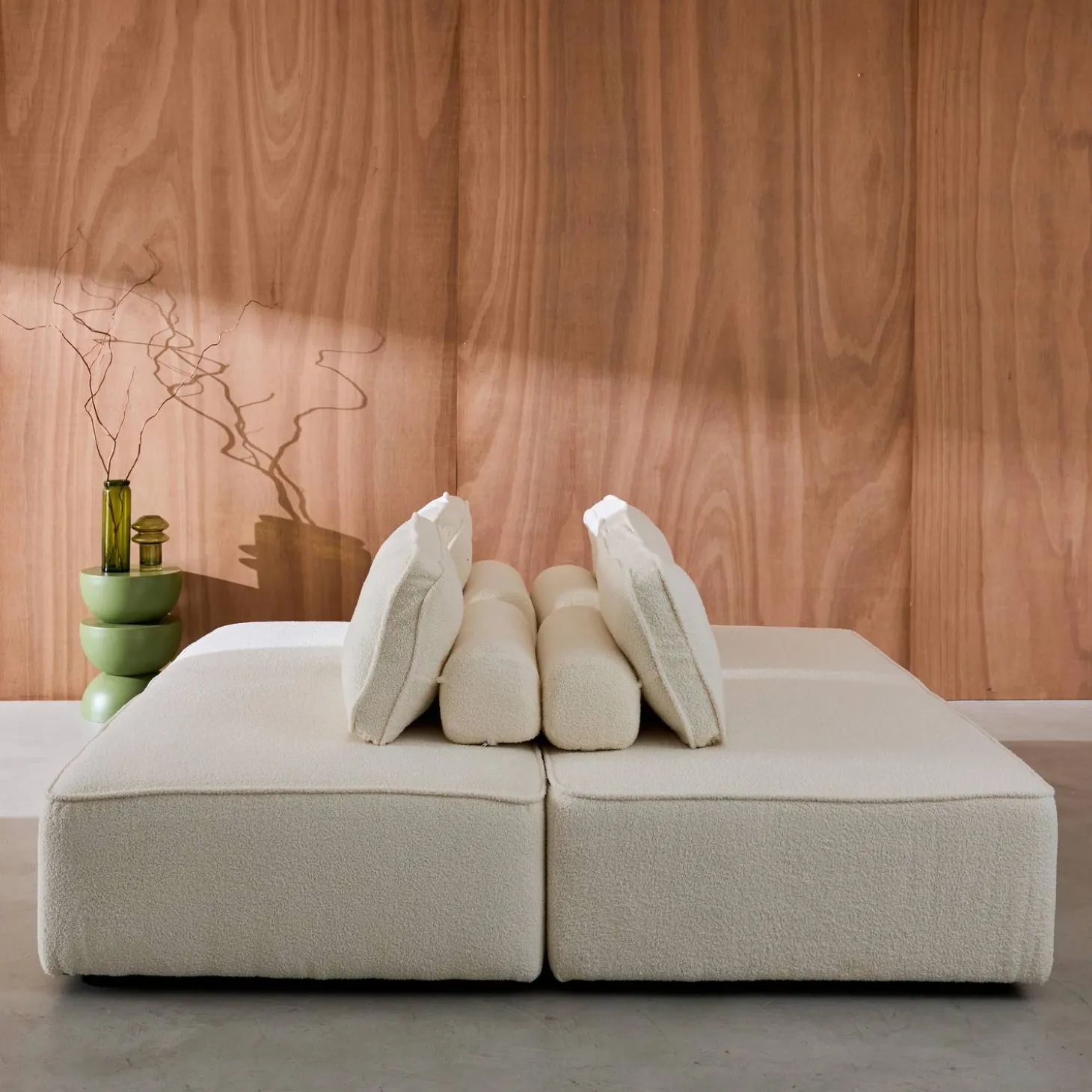 Set van 2 fauteuils met elk 2 zitplaatsen voor modulaire bank bouclé