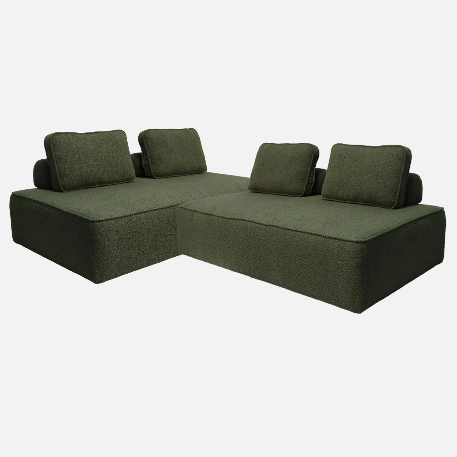 Set van 2 fauteuils met elk 2 zitplaatsen voor modulaire bank bouclé