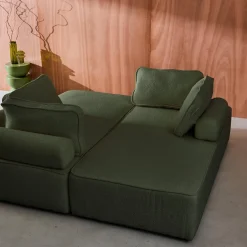 Set van 2 fauteuils met elk 2 zitplaatsen voor modulaire bank bouclé