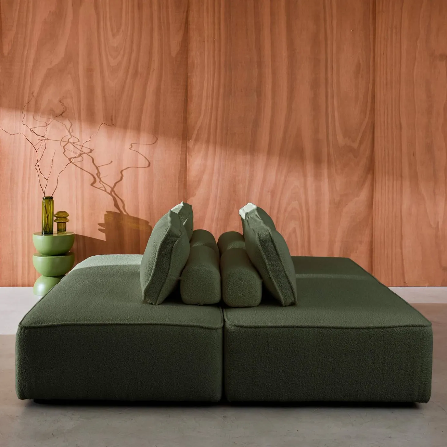 Set van 2 fauteuils met elk 2 zitplaatsen voor modulaire bank bouclé