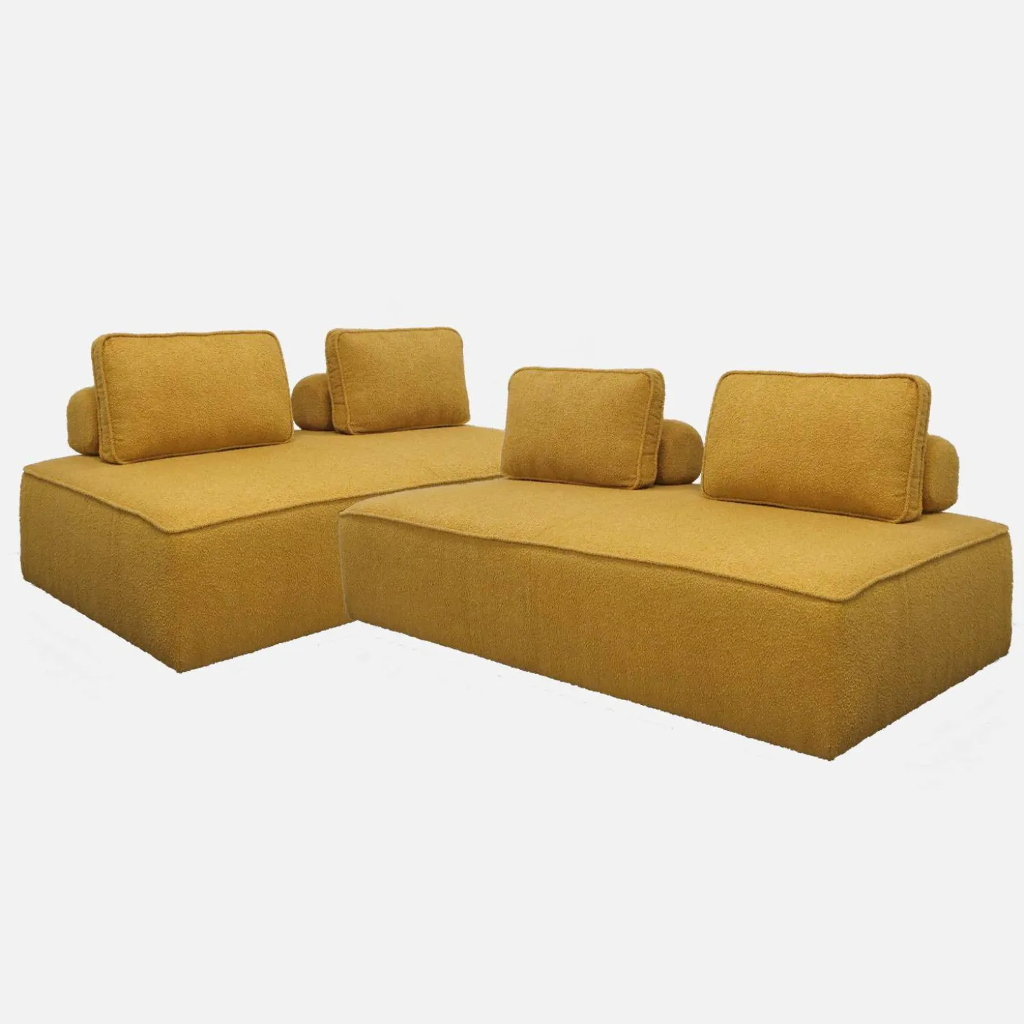 Set van 2 fauteuils met elk 2 zitplaatsen voor modulaire bank bouclé