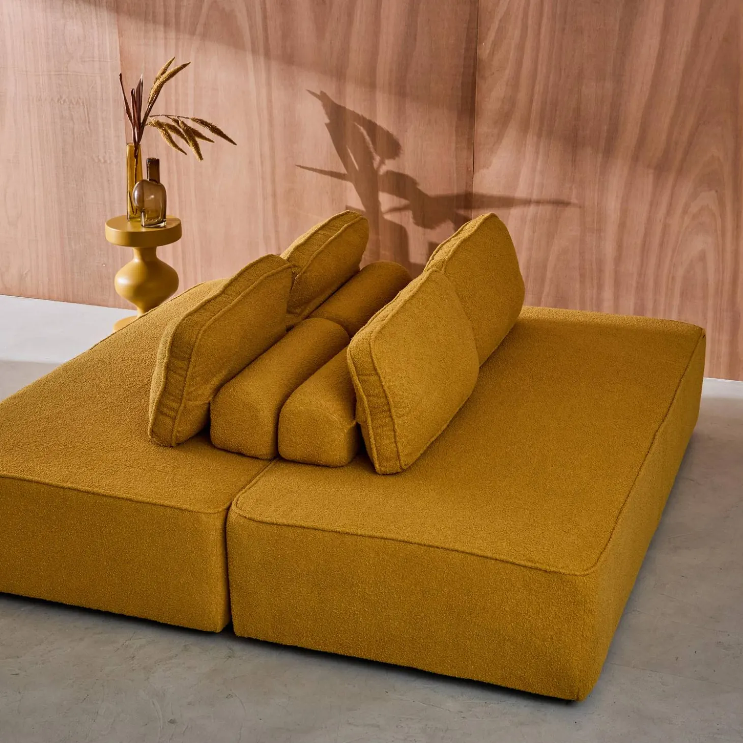 Set van 2 fauteuils met elk 2 zitplaatsen voor modulaire bank bouclé