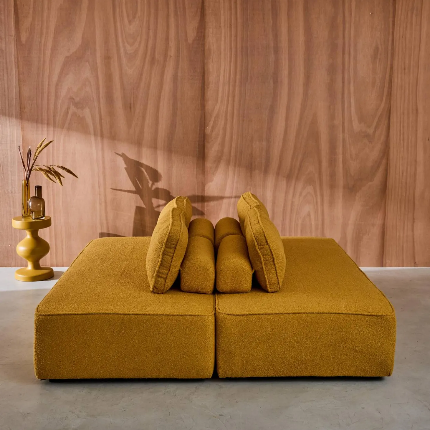 Set van 2 fauteuils met elk 2 zitplaatsen voor modulaire bank bouclé
