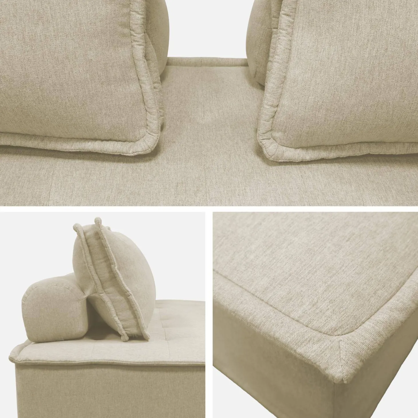 Set van 2 fauteuils met 2-zitsbank in stof, met kussen