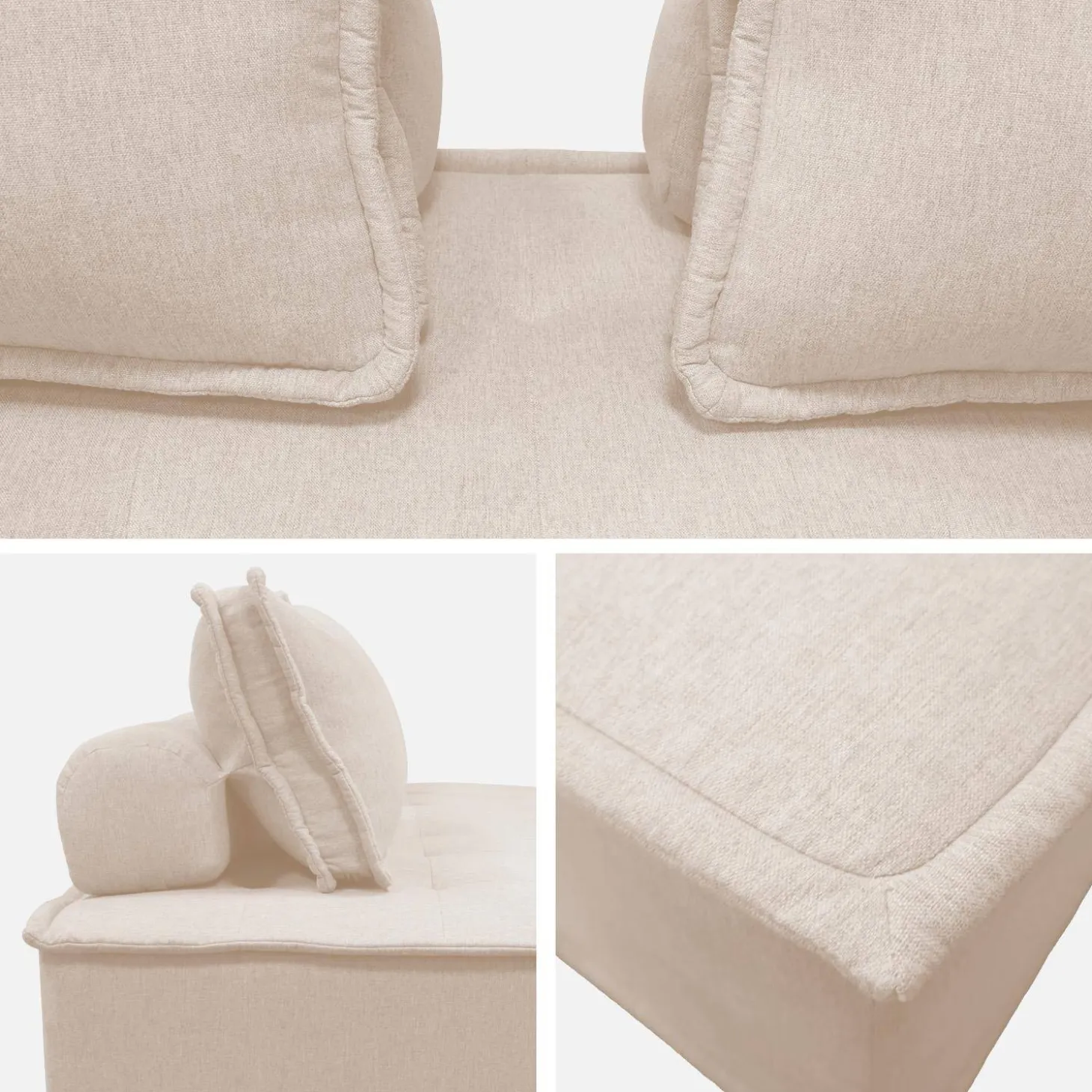 Set van 2 fauteuils met 2-zitsbank in stof, met kussen