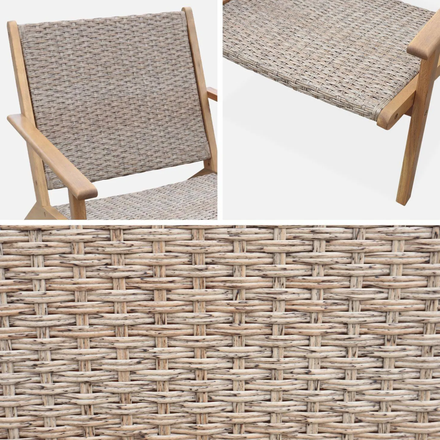 Set van 2 fauteuils van acaciahout en hars