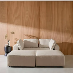 Set van fauteuils voor modulaire bank 4 zitplaatsen bouclé