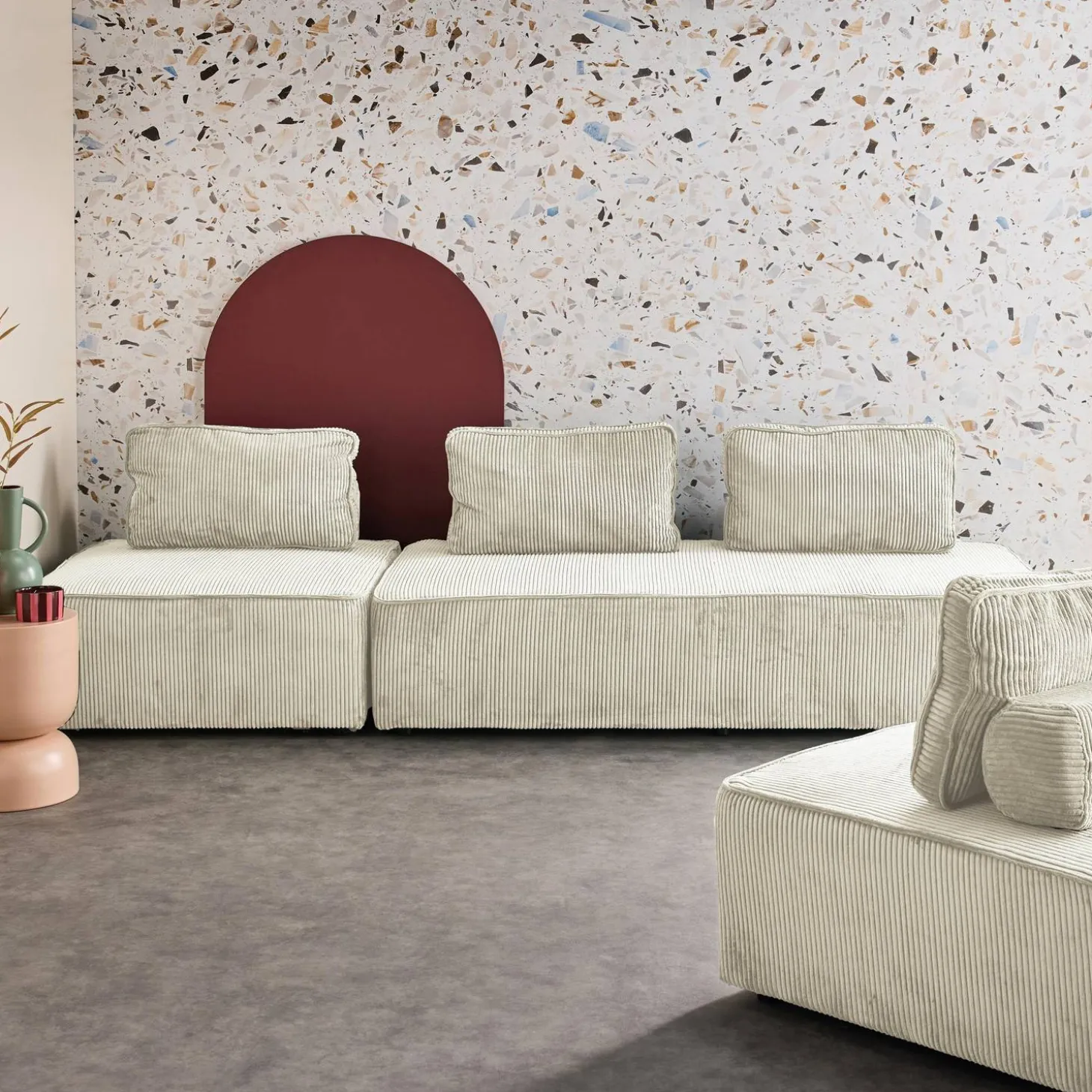 Set van fauteuils voor modulaire bank 4 zitplaatsen corduroy
