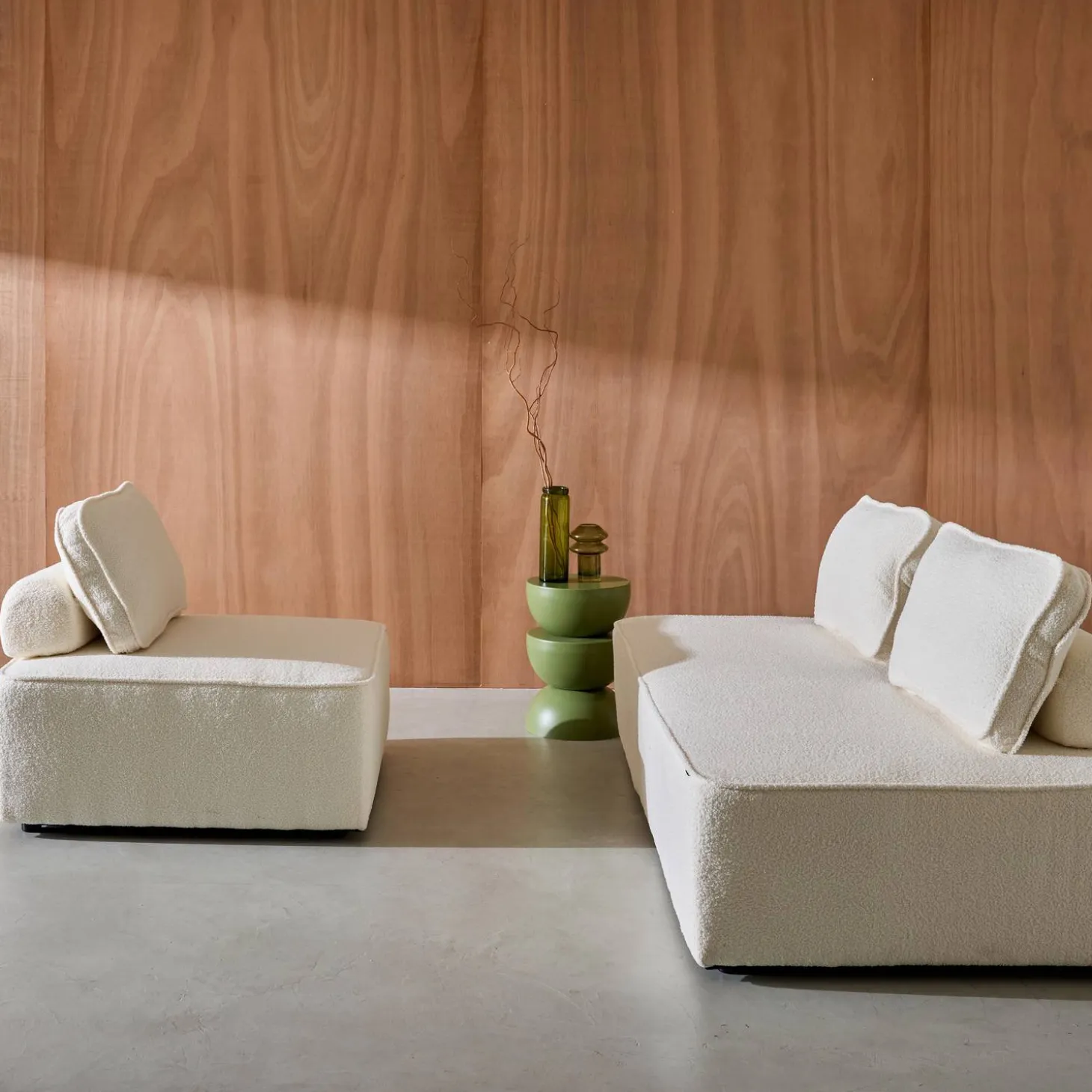 Set van fauteuils voor modulaire bank 3 zitplaatsen bouclé