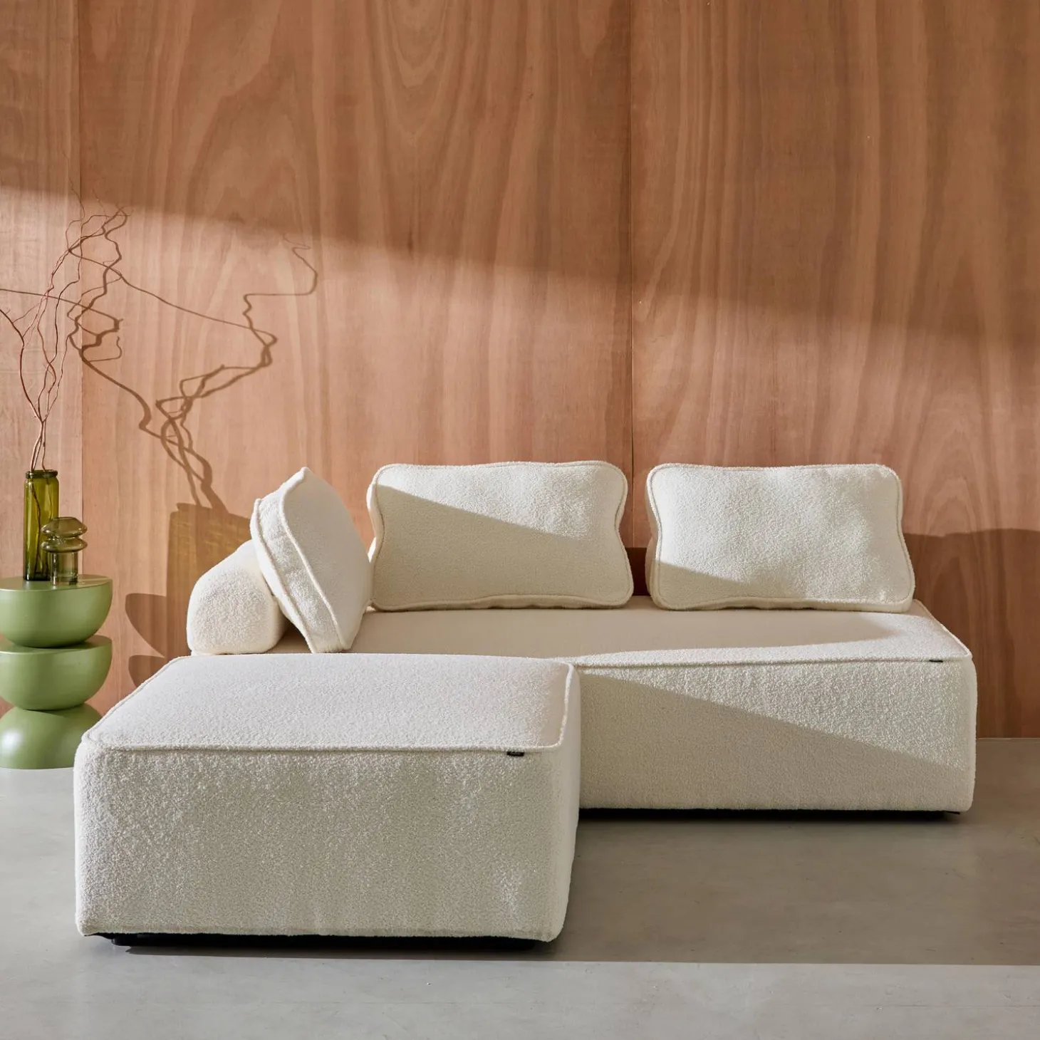 Set van fauteuils voor modulaire bank 3 zitplaatsen bouclé