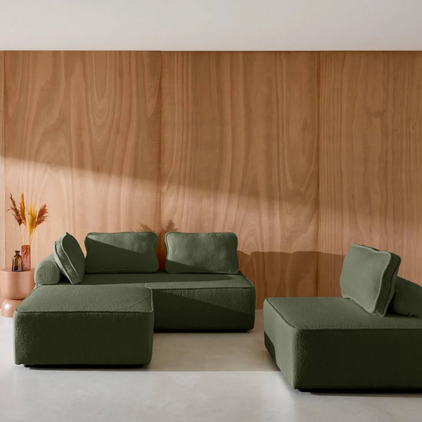 Set van fauteuils voor modulaire bank 4 zitplaatsen bouclé