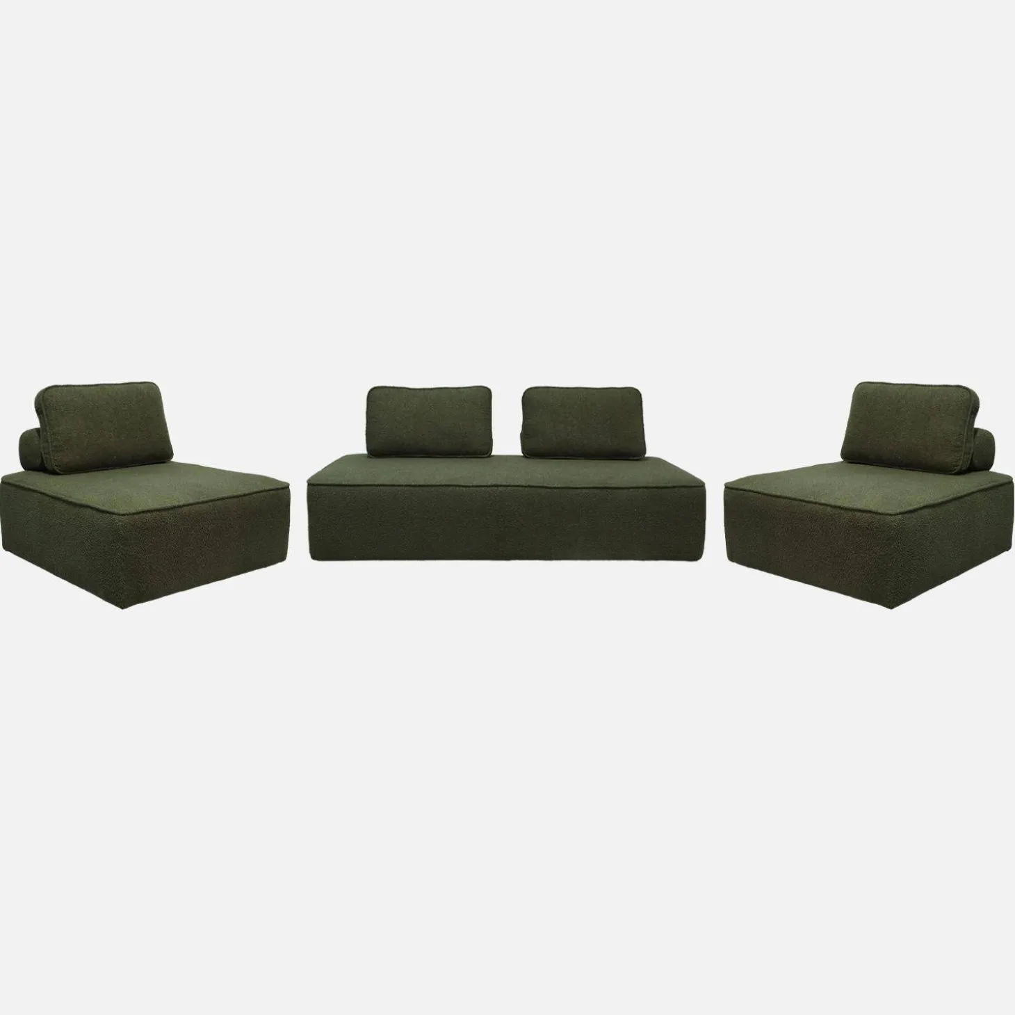 Set van fauteuils voor modulaire bank 4 zitplaatsen bouclé