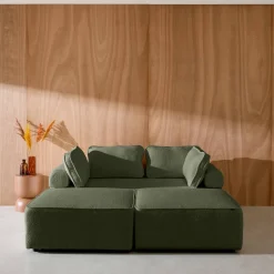 Set van fauteuils voor modulaire bank 4 zitplaatsen bouclé