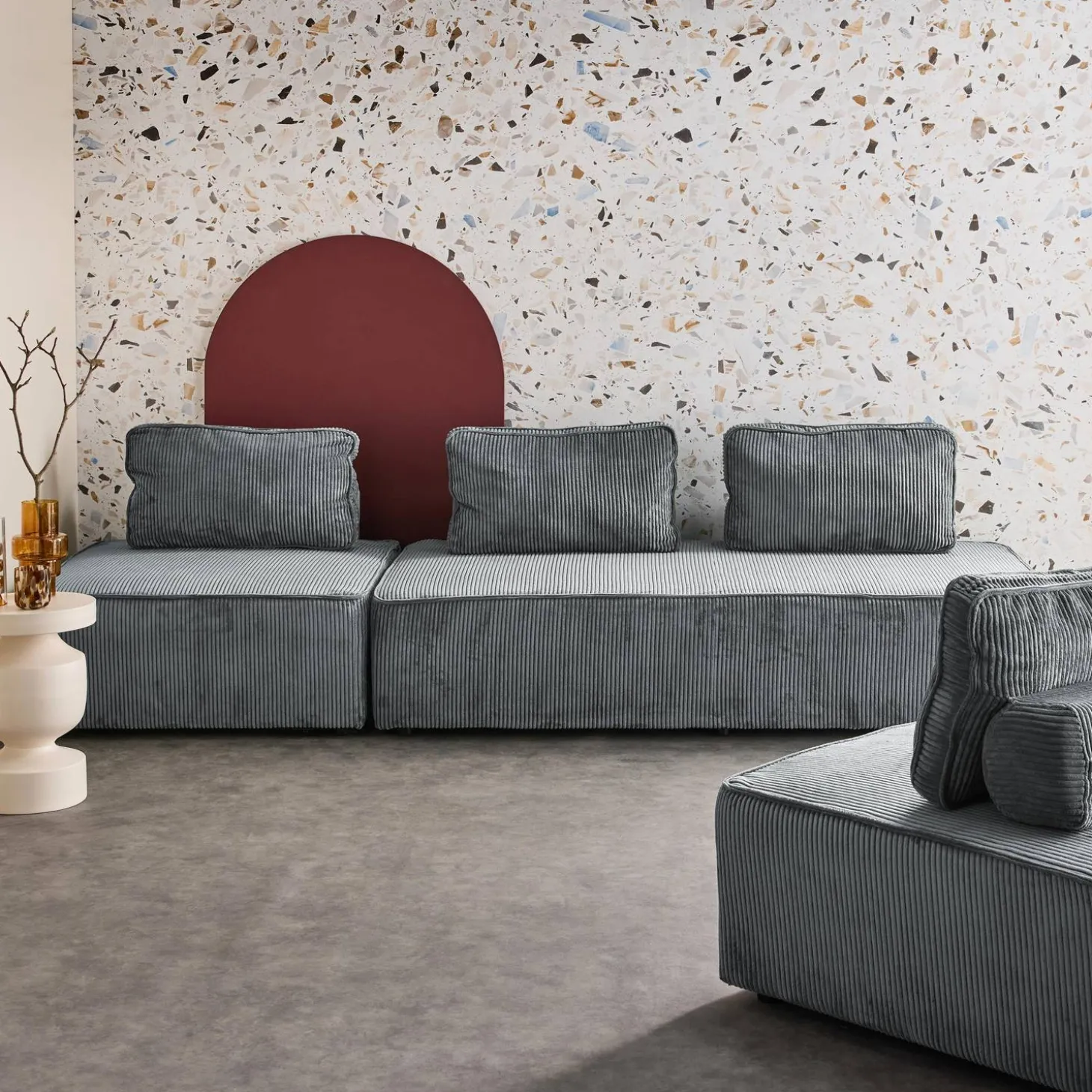 Set van fauteuils voor modulaire bank 4 zitplaatsen corduroy
