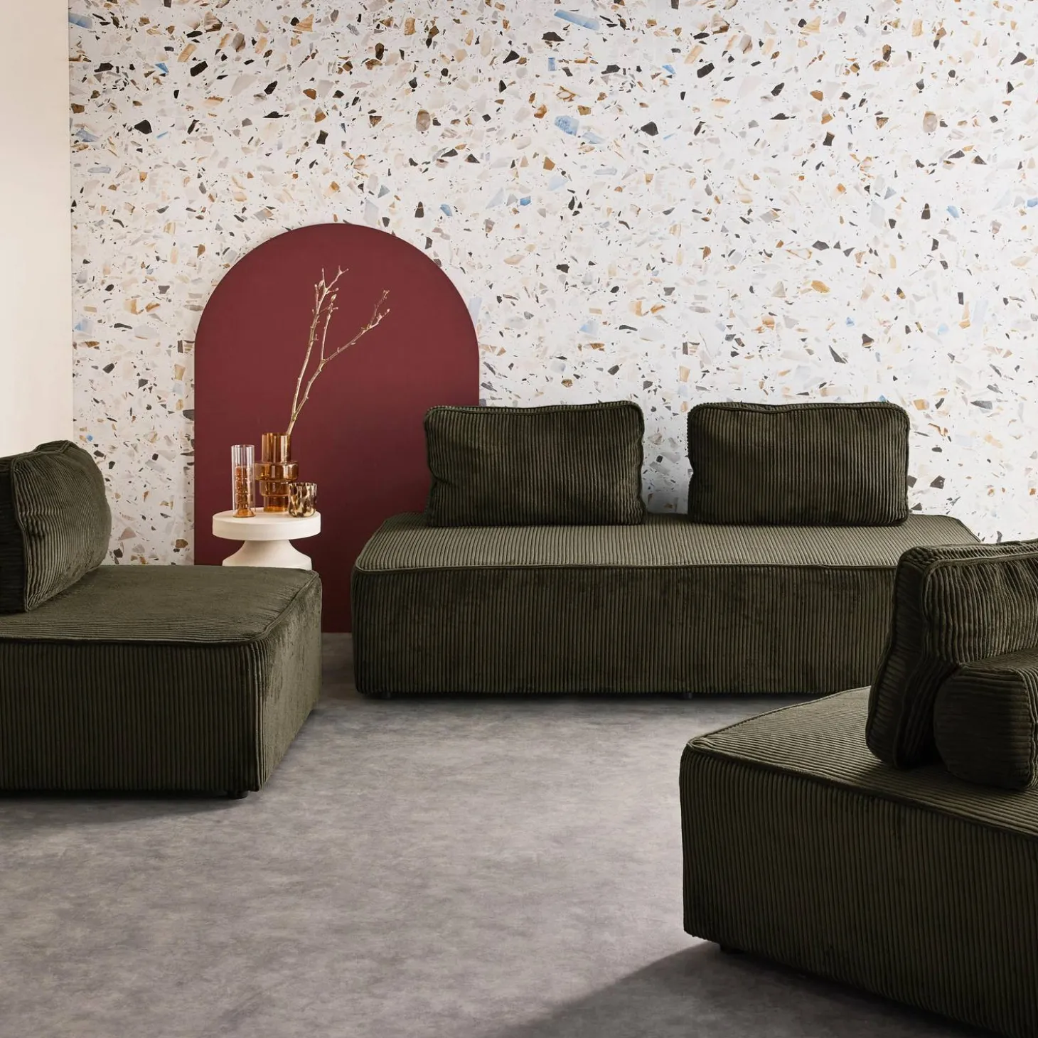 Set van fauteuils voor modulaire bank 4 zitplaatsen corduroy