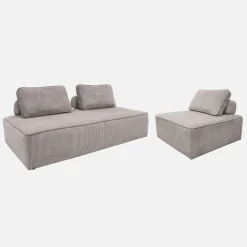 Set van fauteuils voor modulaire bank 3 zitplaatsen corduroy