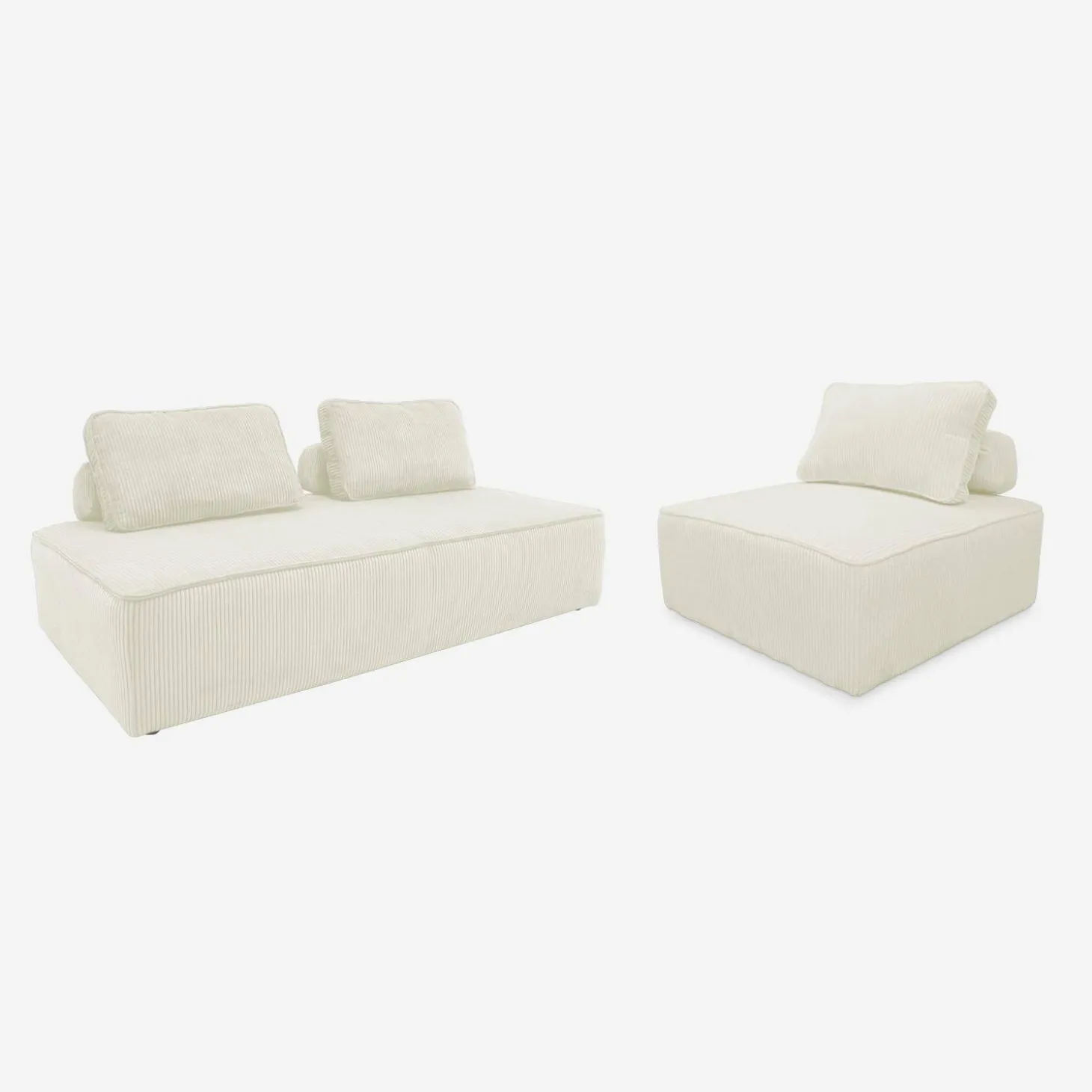 Set van fauteuils voor modulaire bank 3 zitplaatsen corduroy