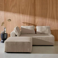 Set van fauteuils voor modulaire bank 3 zitplaatsen bouclé