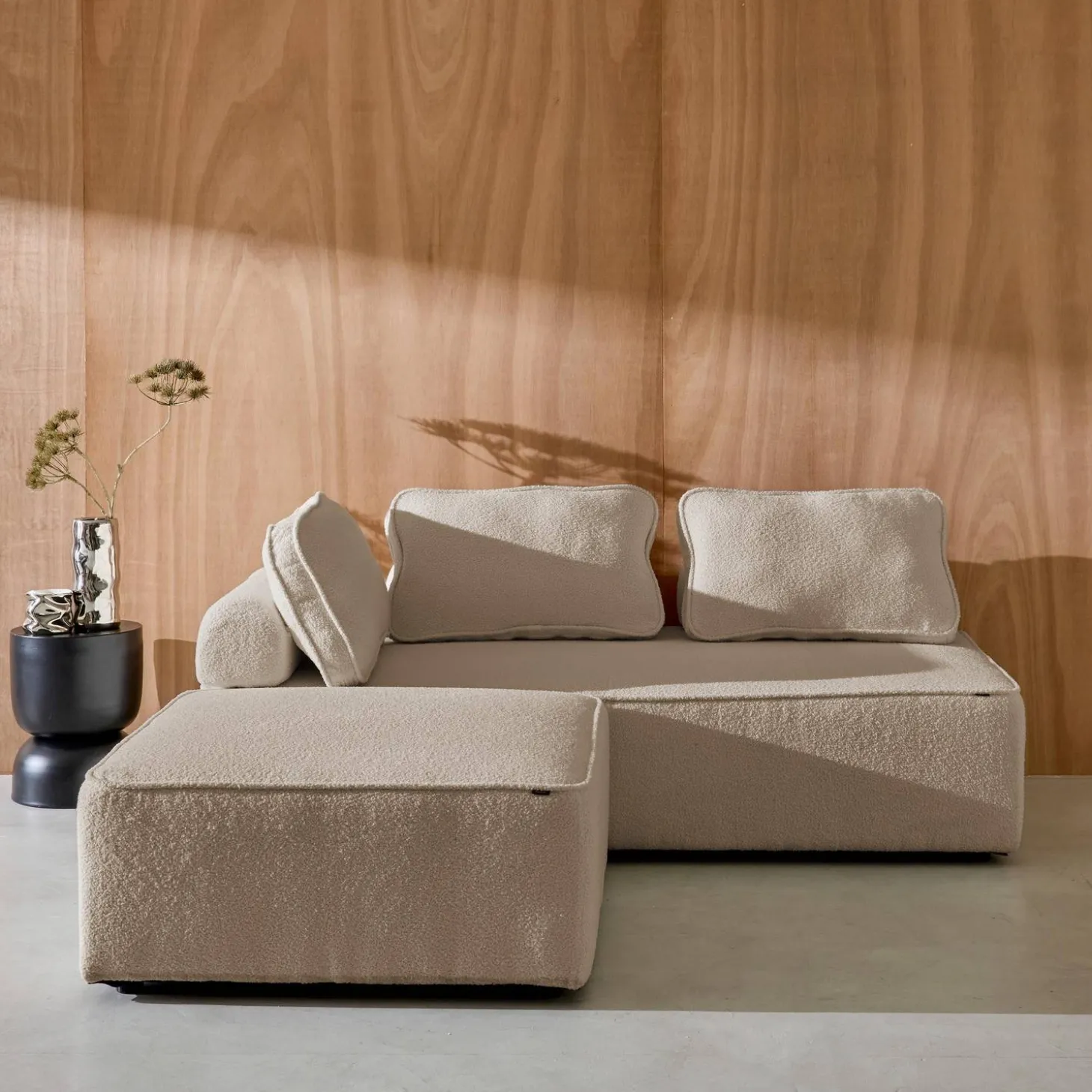 Set van fauteuils voor modulaire bank 3 zitplaatsen bouclé