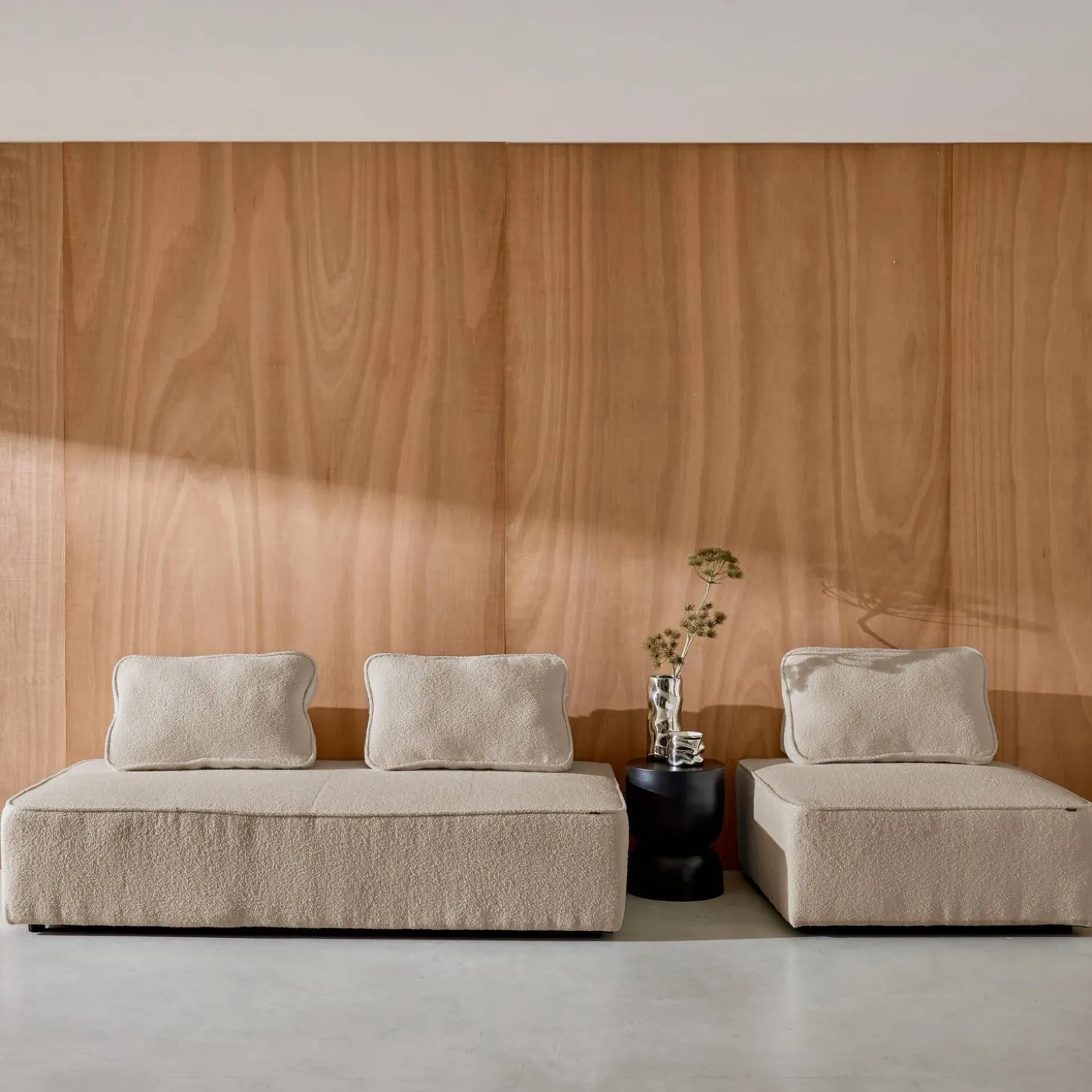 Set van fauteuils voor modulaire bank 3 zitplaatsen bouclé