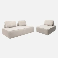 Set van fauteuils voor modulaire bank 3 zitplaatsen bouclé