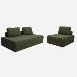 Set van fauteuils voor modulaire bank 3 zitplaatsen bouclé