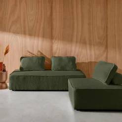 Set van fauteuils voor modulaire bank 3 zitplaatsen bouclé
