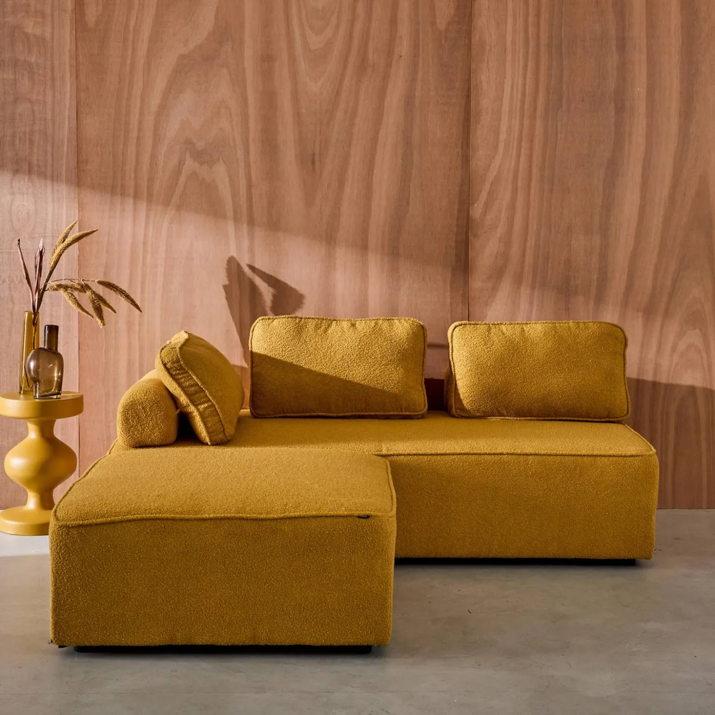 Set van fauteuils voor modulaire bank 3 zitplaatsen bouclé