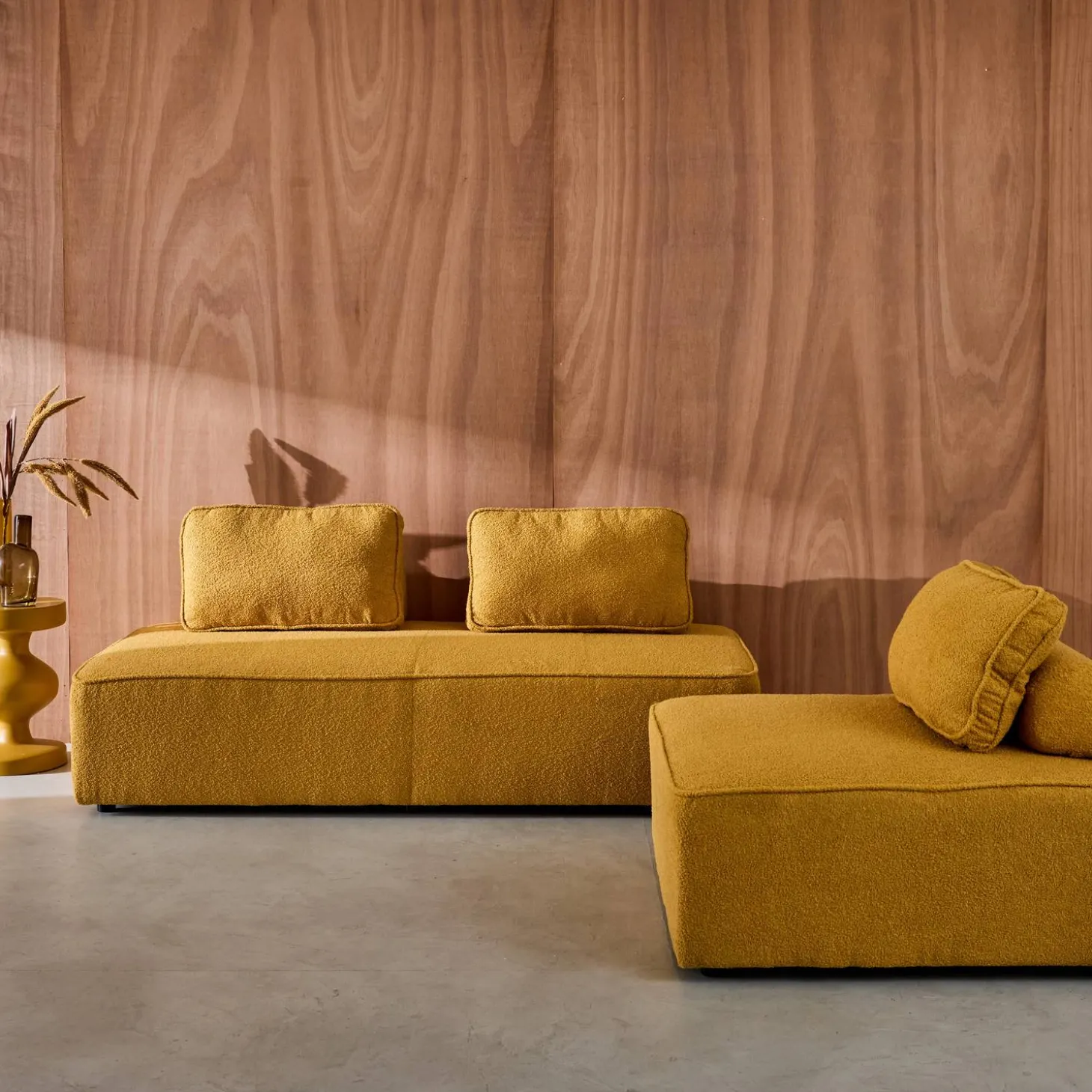 Set van fauteuils voor modulaire bank 3 zitplaatsen bouclé
