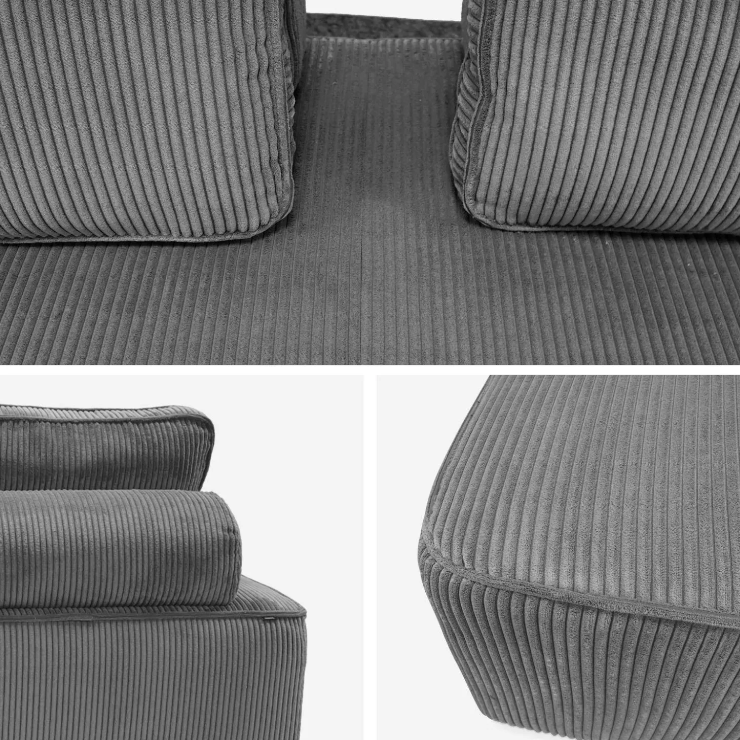 Set van fauteuils voor modulaire bank 3 zitplaatsen corduroy
