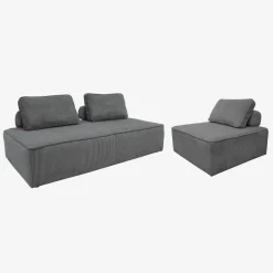 Set van fauteuils voor modulaire bank 3 zitplaatsen corduroy
