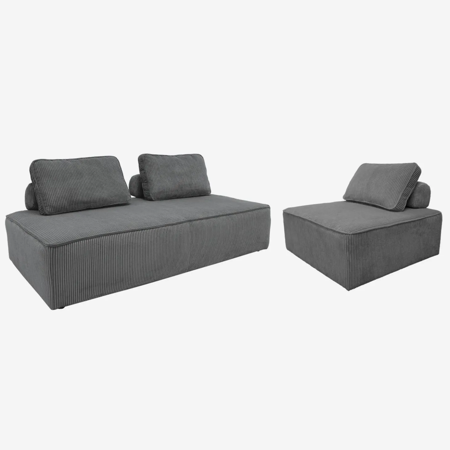 Set van fauteuils voor modulaire bank 3 zitplaatsen corduroy