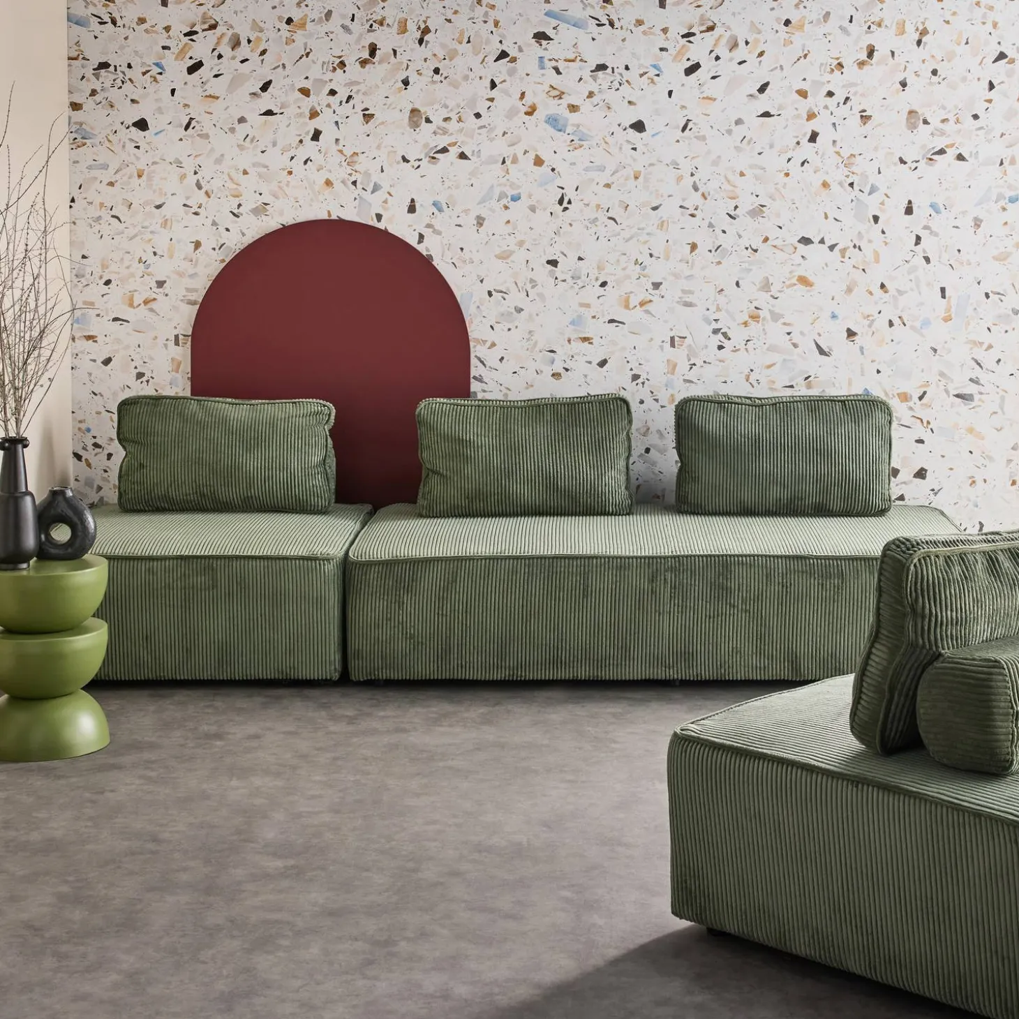 Set van fauteuils voor modulaire bank 4 zitplaatsen corduroy