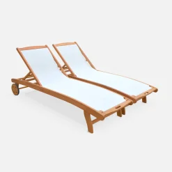 Set van 2 houten ligbedden
