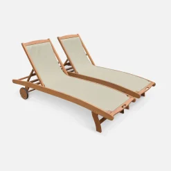 Set van 2 houten ligbedden