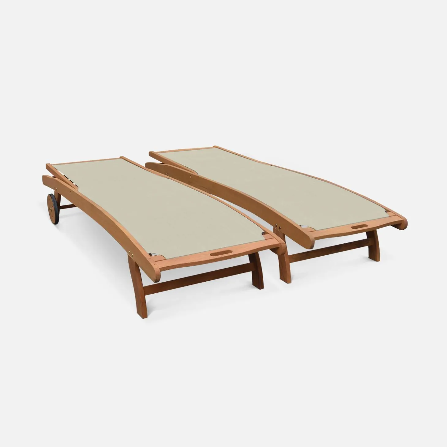 Set van 2 houten ligbedden