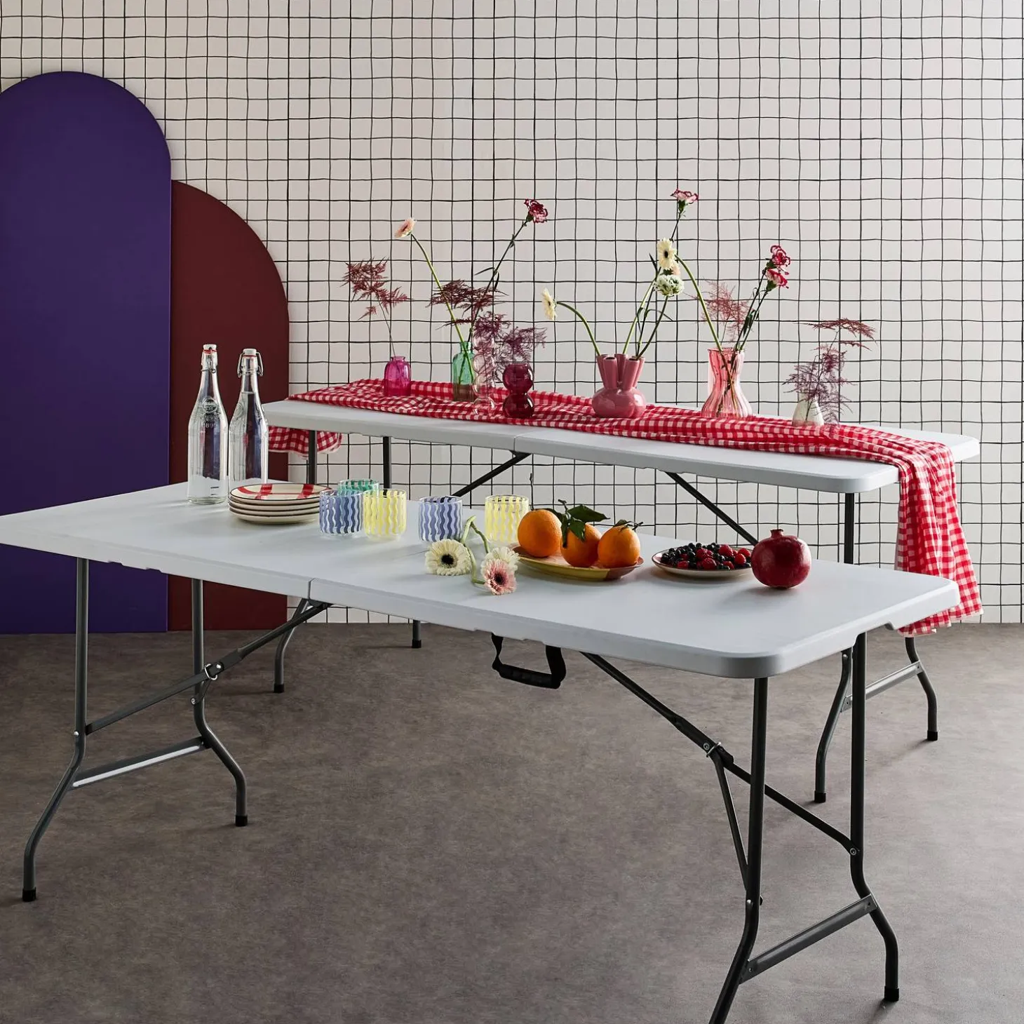 Set van 2 inklapbare tafels 180cm