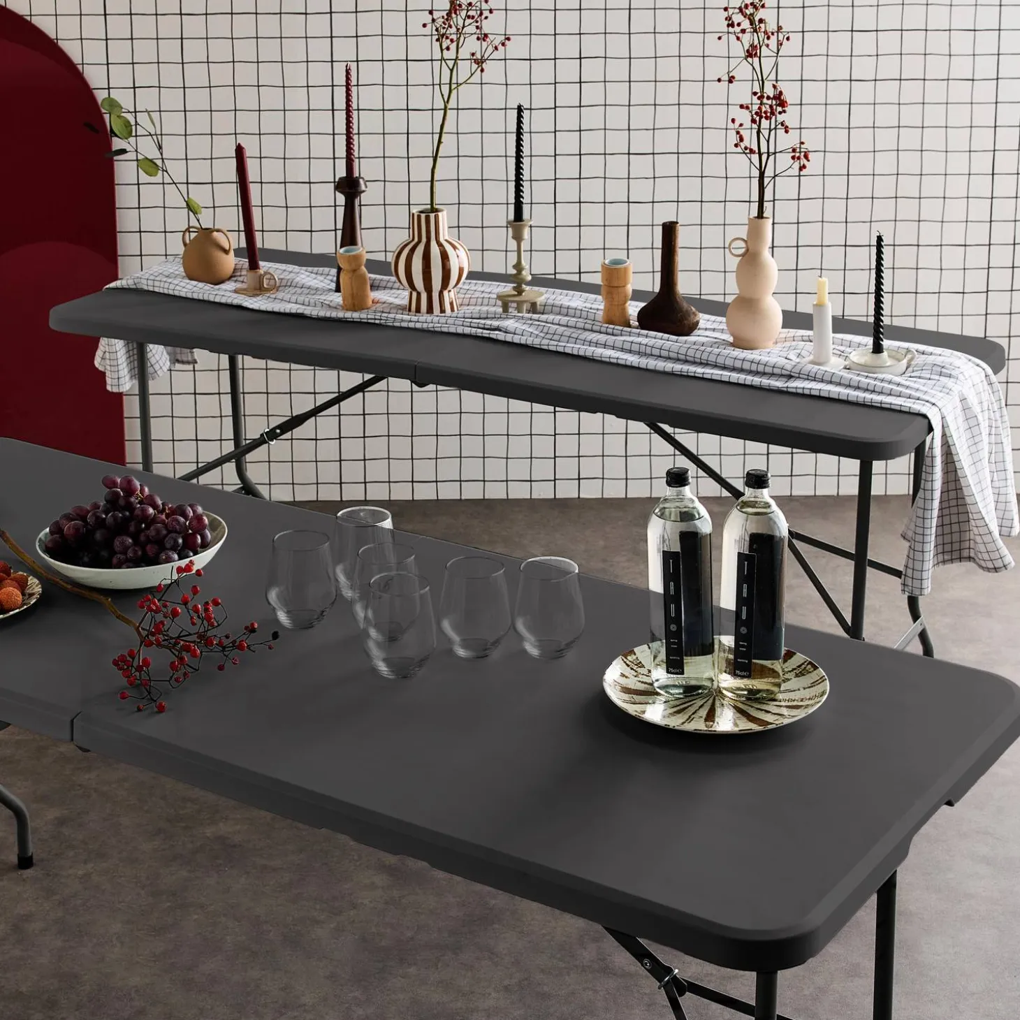 Set van 2 inklapbare tafels 180cm