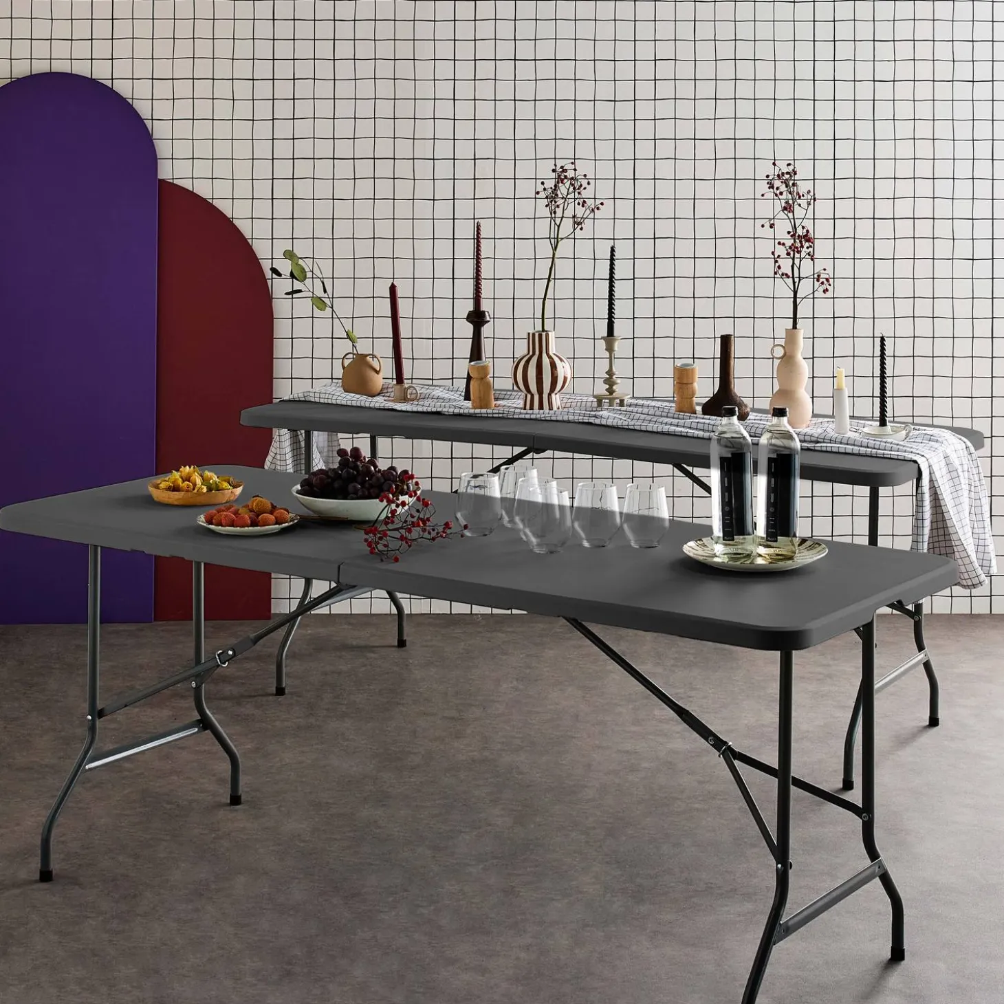 Set van 2 inklapbare tafels 180cm