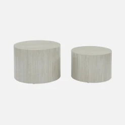 Set van 2 ronde bijzettafels met marmerlook