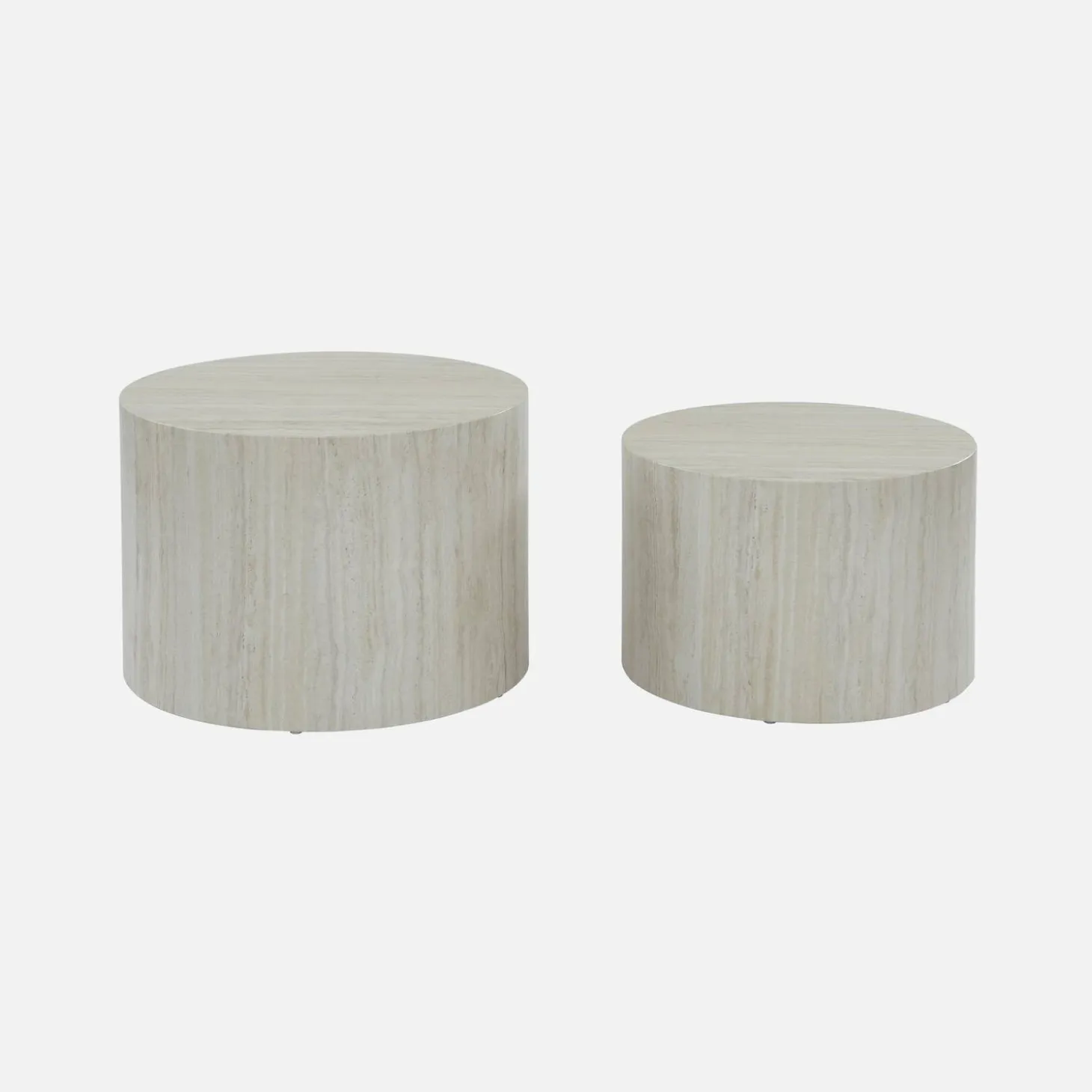 Set van 2 ronde bijzettafels met marmerlook