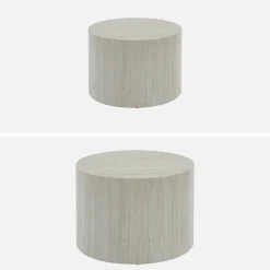 Set van 2 ronde bijzettafels met marmerlook