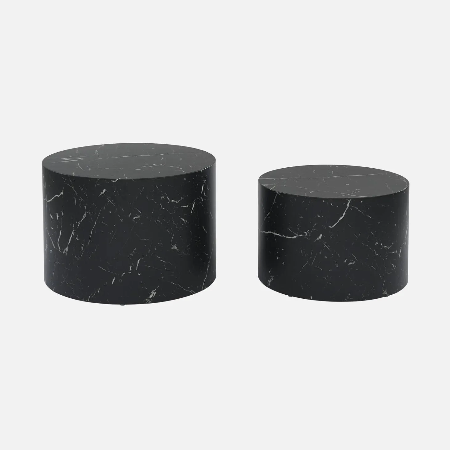 Set van 2 ronde bijzettafels met marmerlook