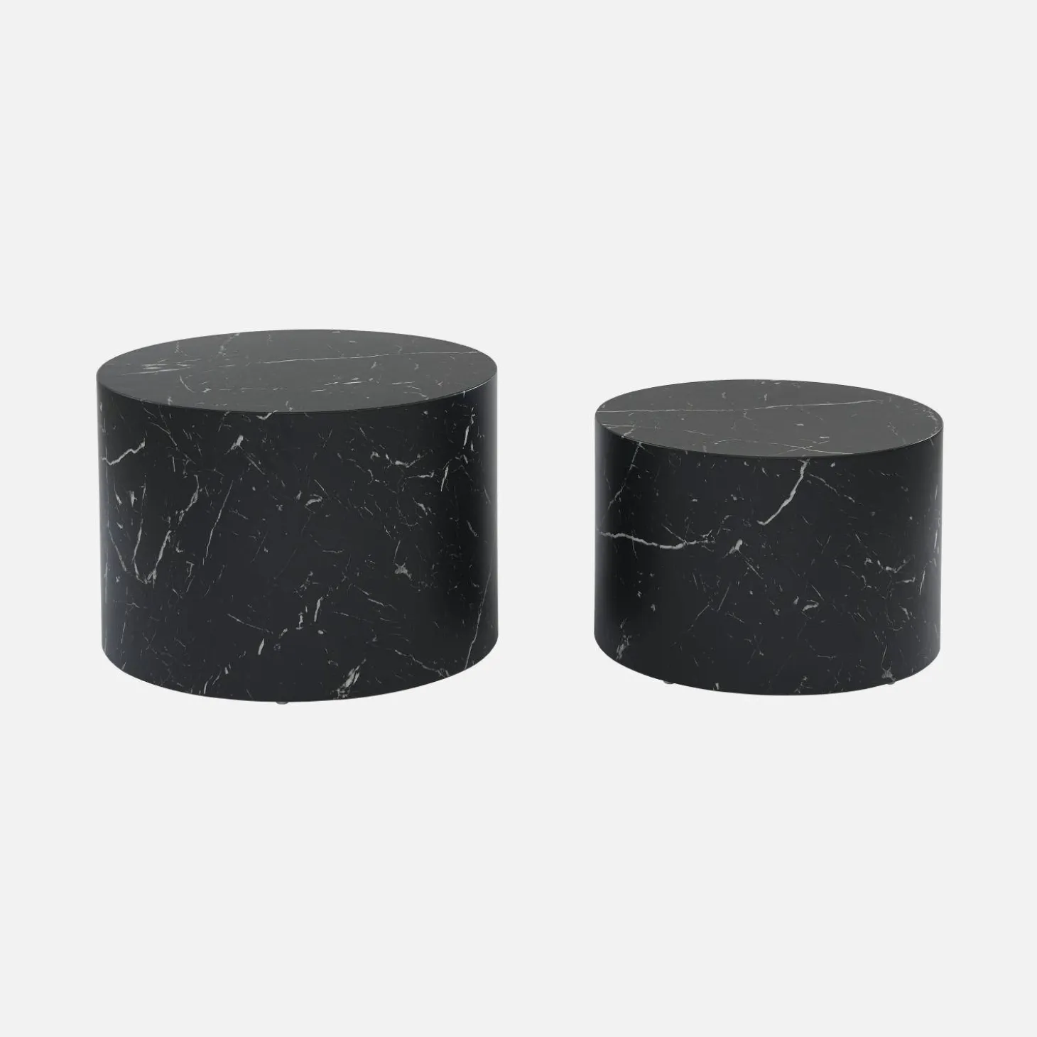 Set van 2 ronde bijzettafels met marmerlook