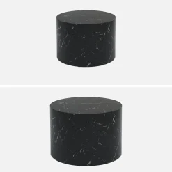 Set van 2 ronde bijzettafels met marmerlook