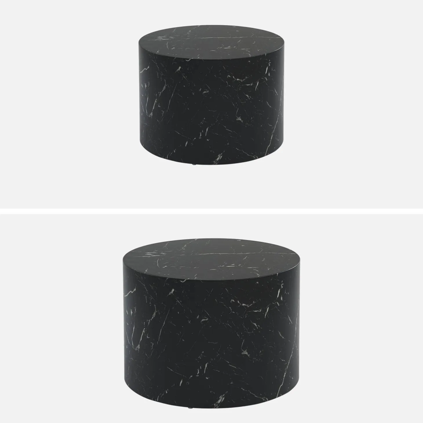 Set van 2 ronde bijzettafels met marmerlook